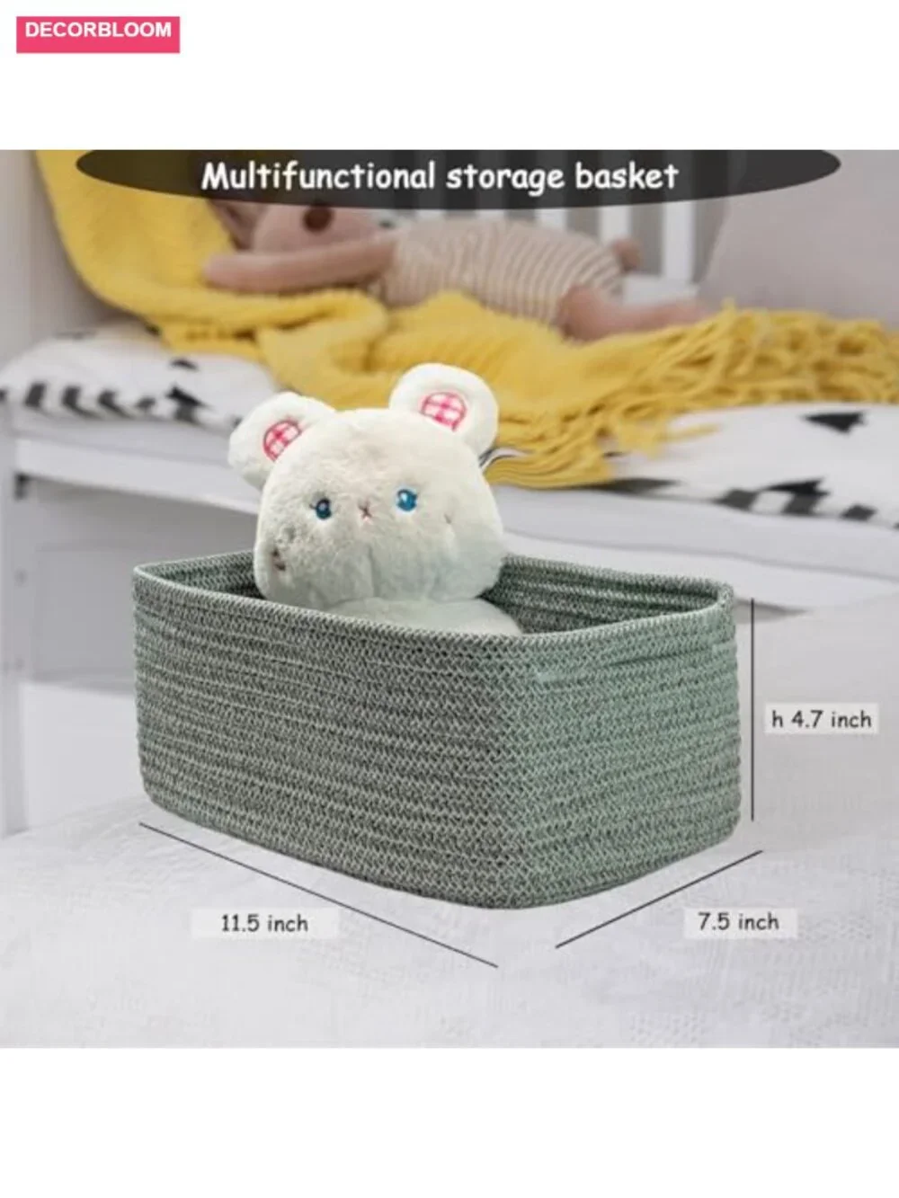 Cotton Rope Woven Storage Baskets Organizing Toy Bin Gift Bags 3 Pack